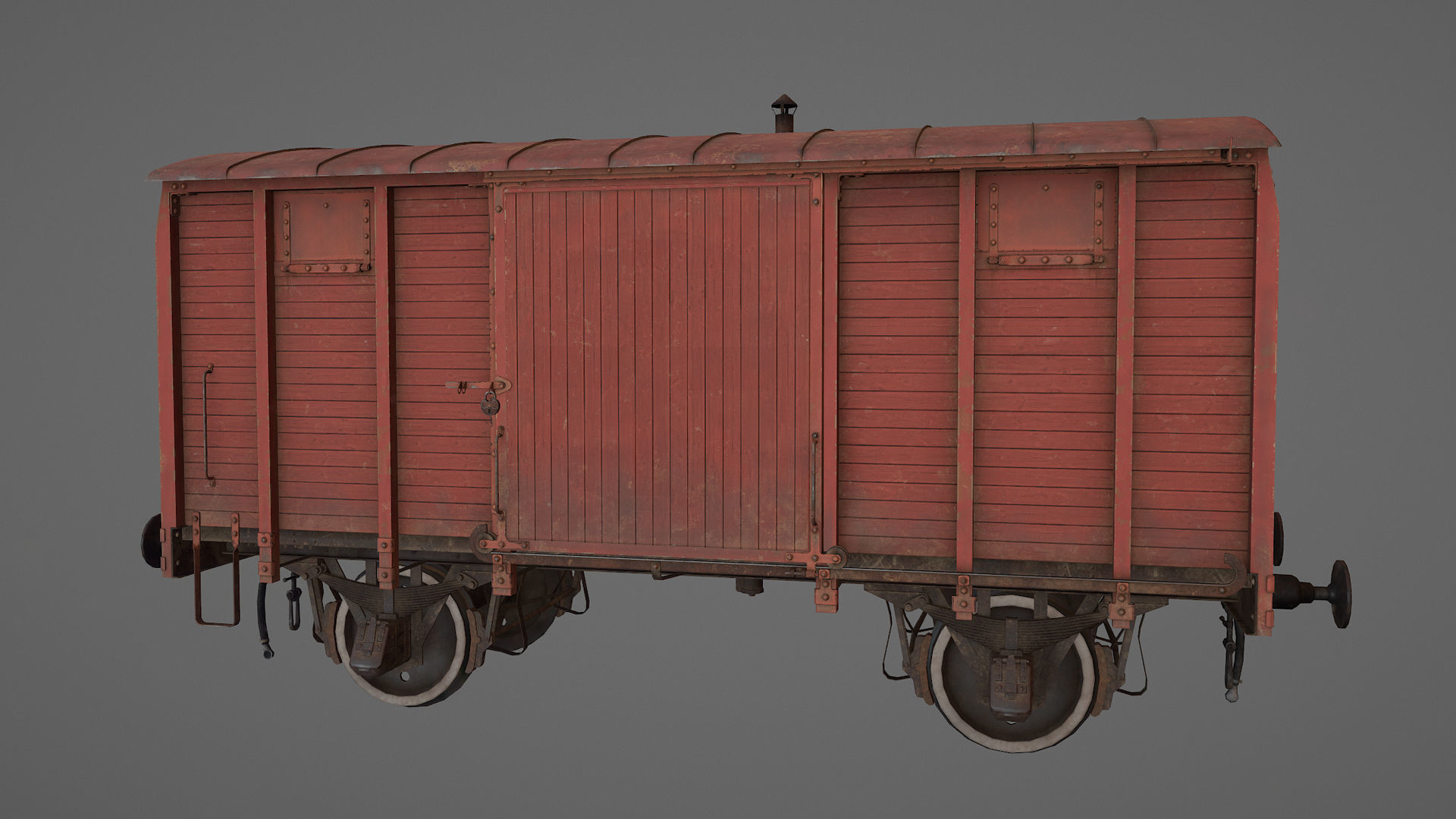 Railway Covered Goods Wagon 18T with six liveries 3D Model Collection_21