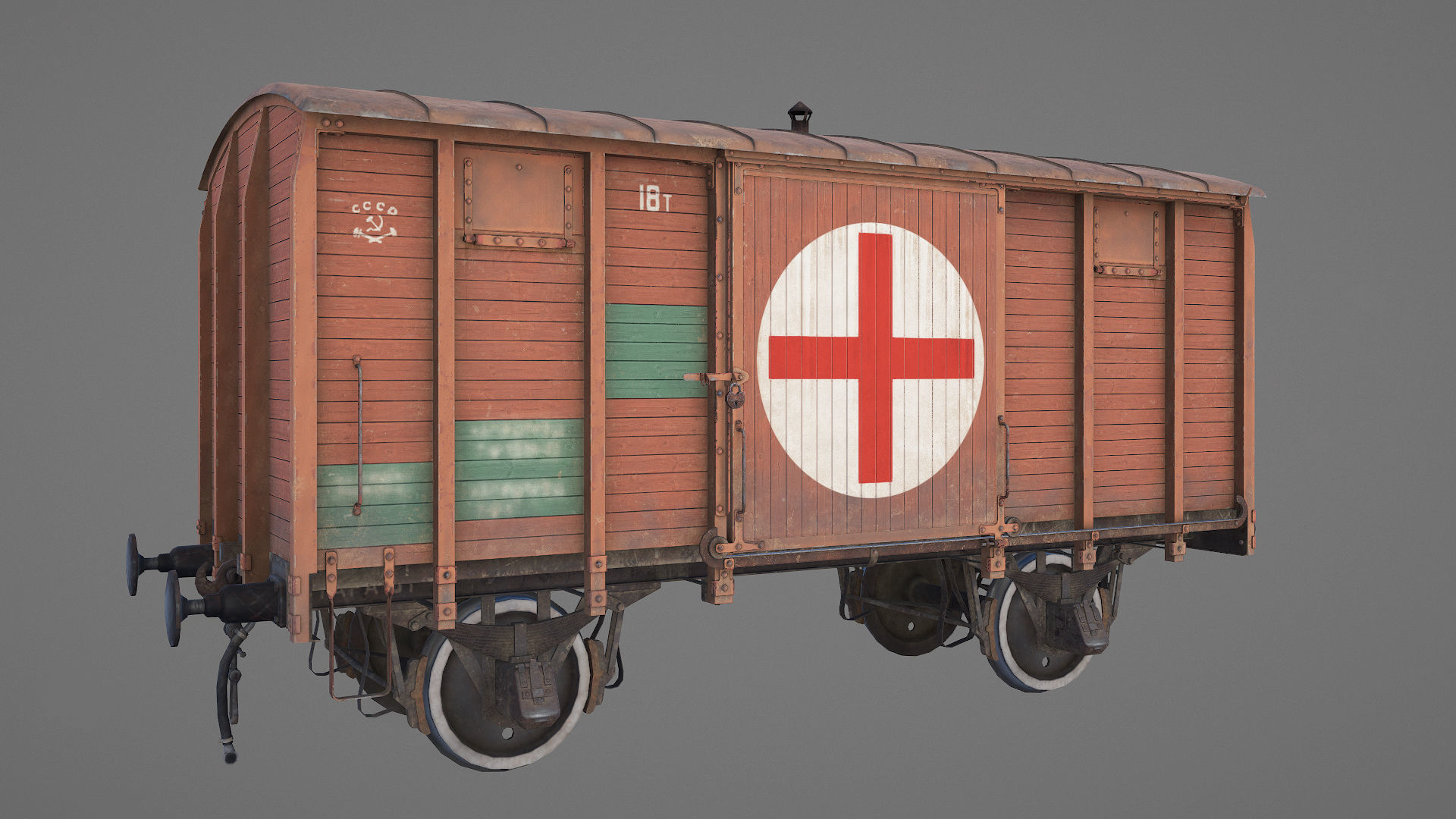 Railway Covered Goods Wagon 18T with six liveries 3D Model Collection_33