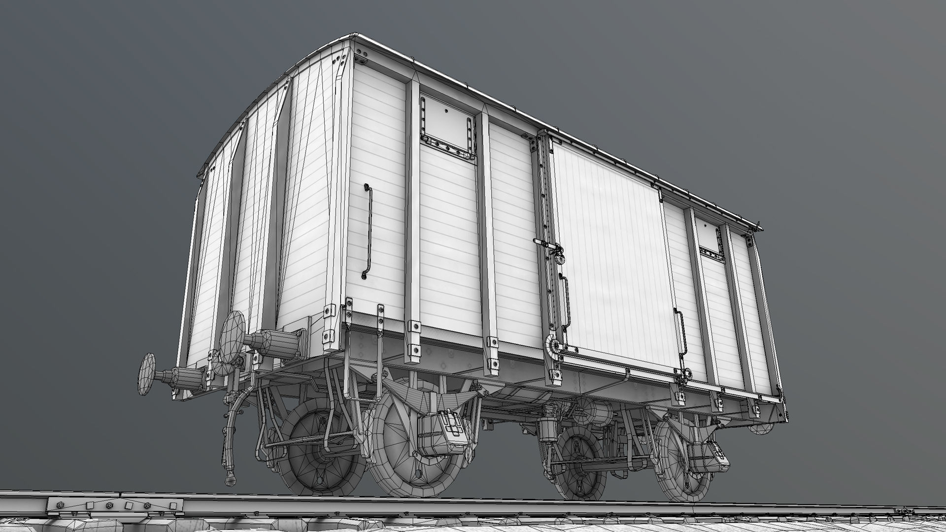 Railway Covered Goods Wagon 18T with six liveries 3D Model Collection_16