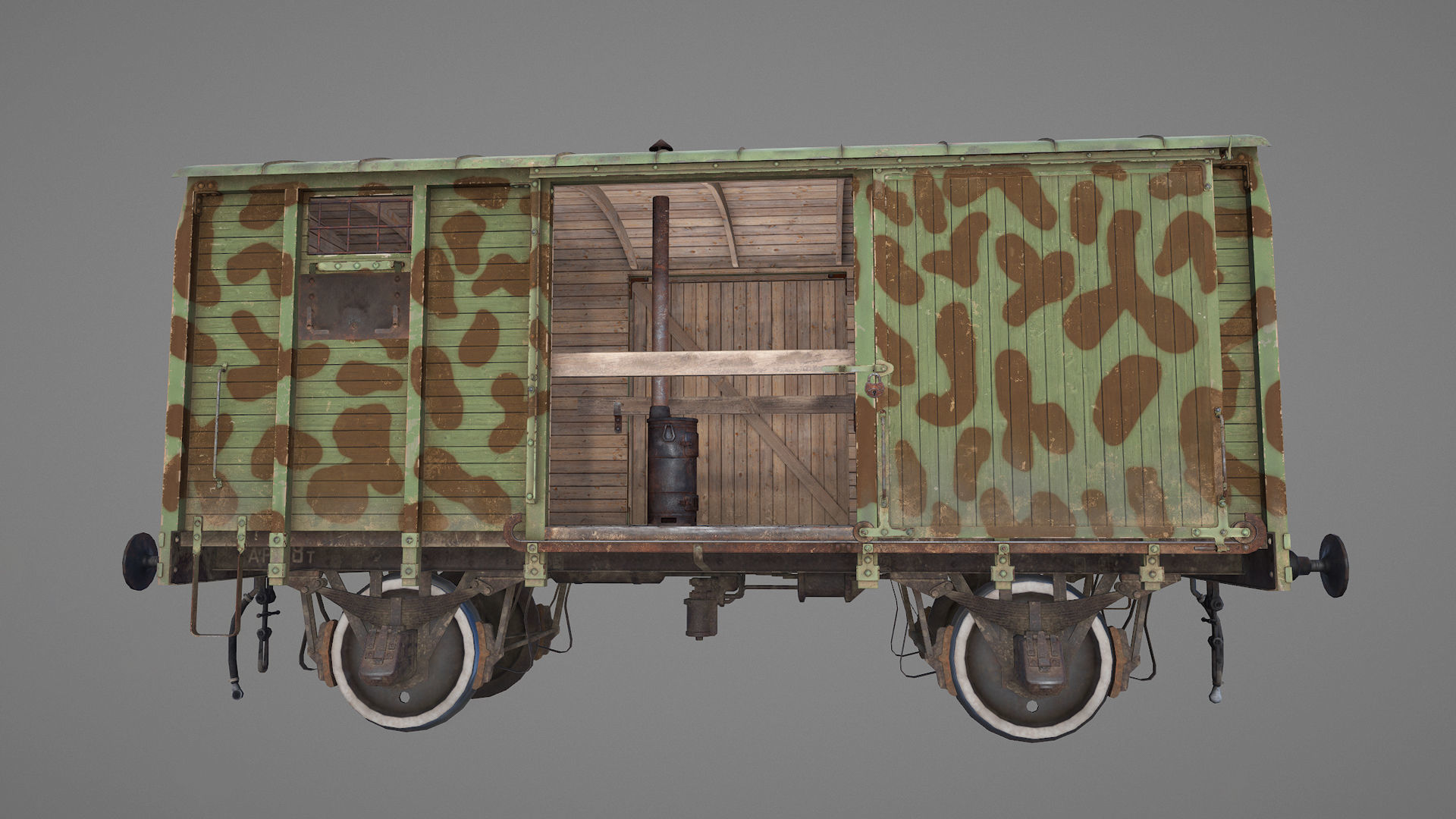 Railway Covered Goods Wagon 18T with six liveries 3D Model Collection_43
