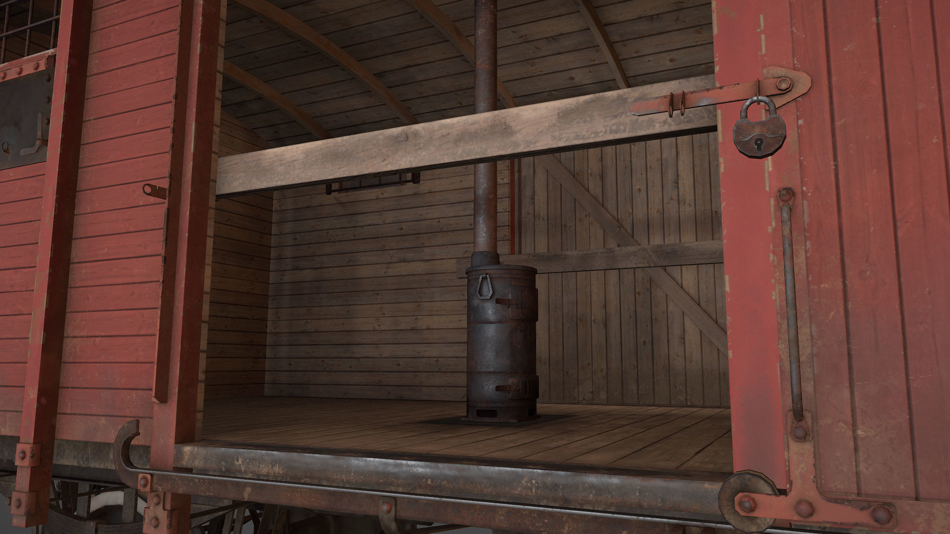 Railway Covered Goods Wagon 18T with six liveries 3D Model Collection_24