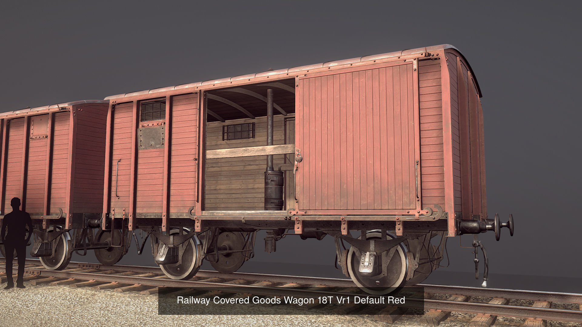 Railway Covered Goods Wagon 18T with six liveries 3D Model Collection_5