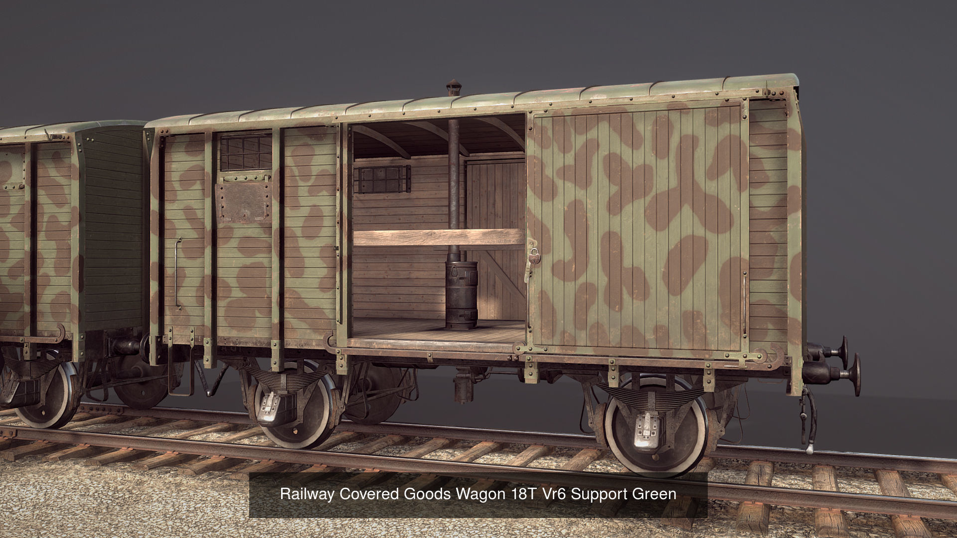 Railway Covered Goods Wagon 18T with six liveries 3D Model Collection_7