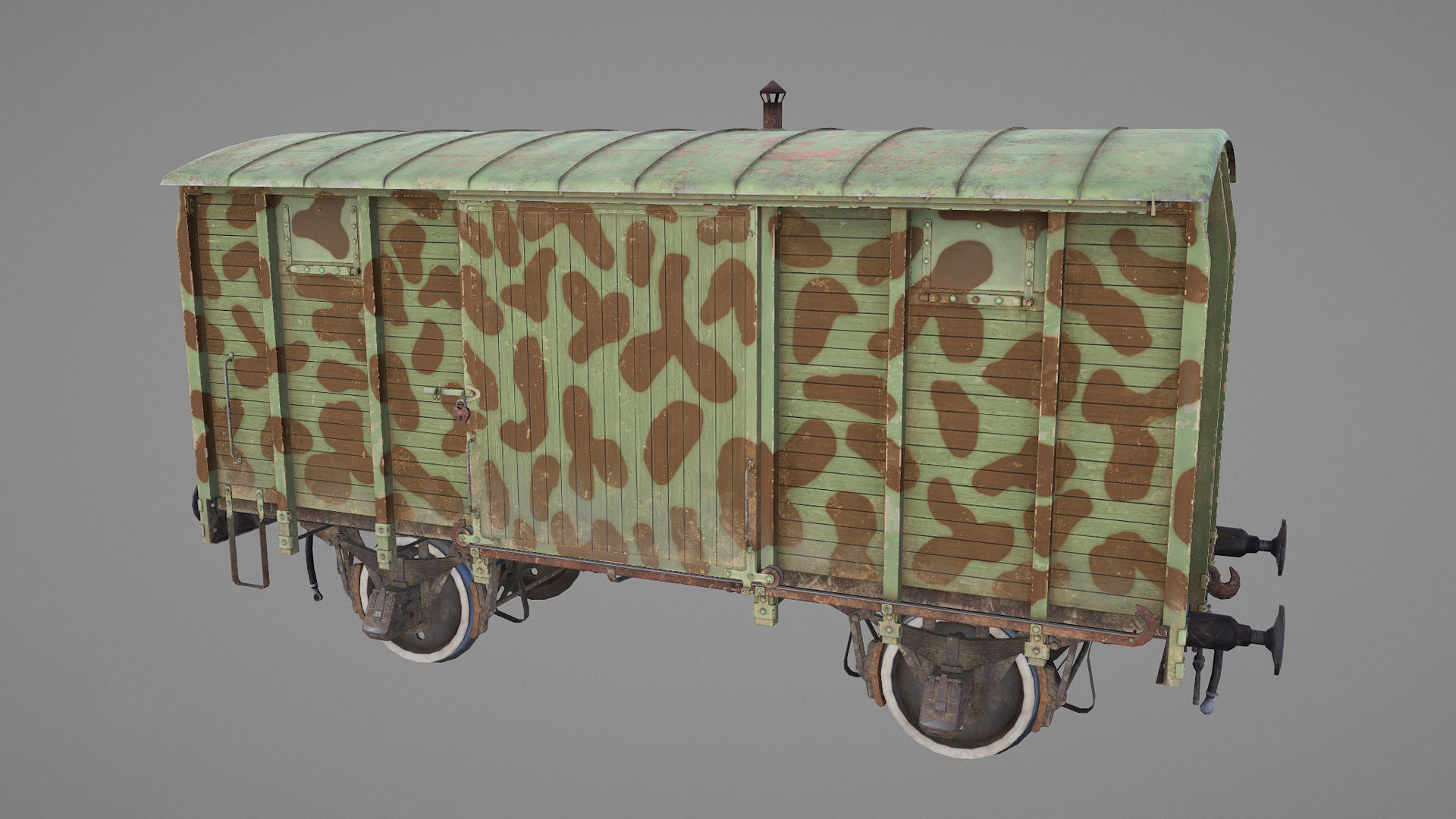 Railway Covered Goods Wagon 18T with six liveries 3D Model Collection_44
