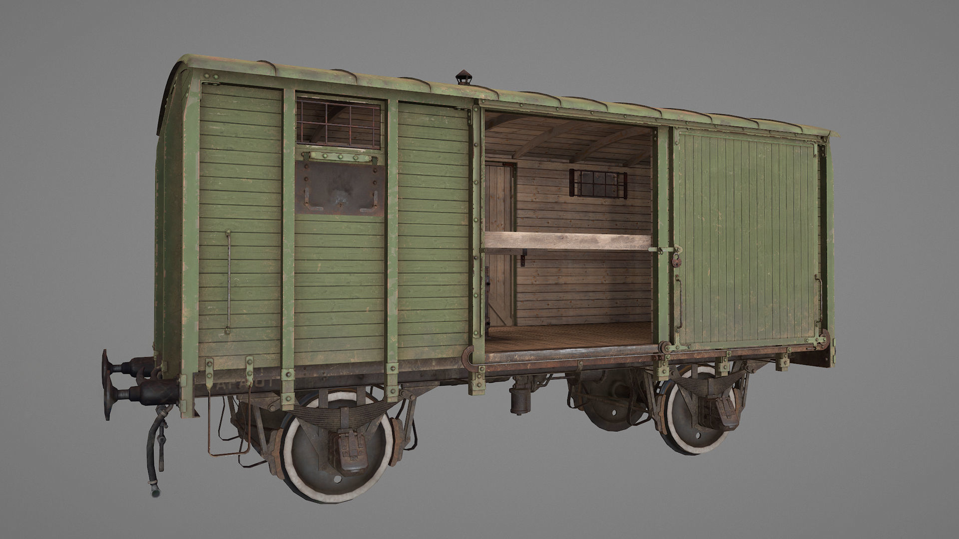 Railway Covered Goods Wagon 18T with six liveries 3D Model Collection_27
