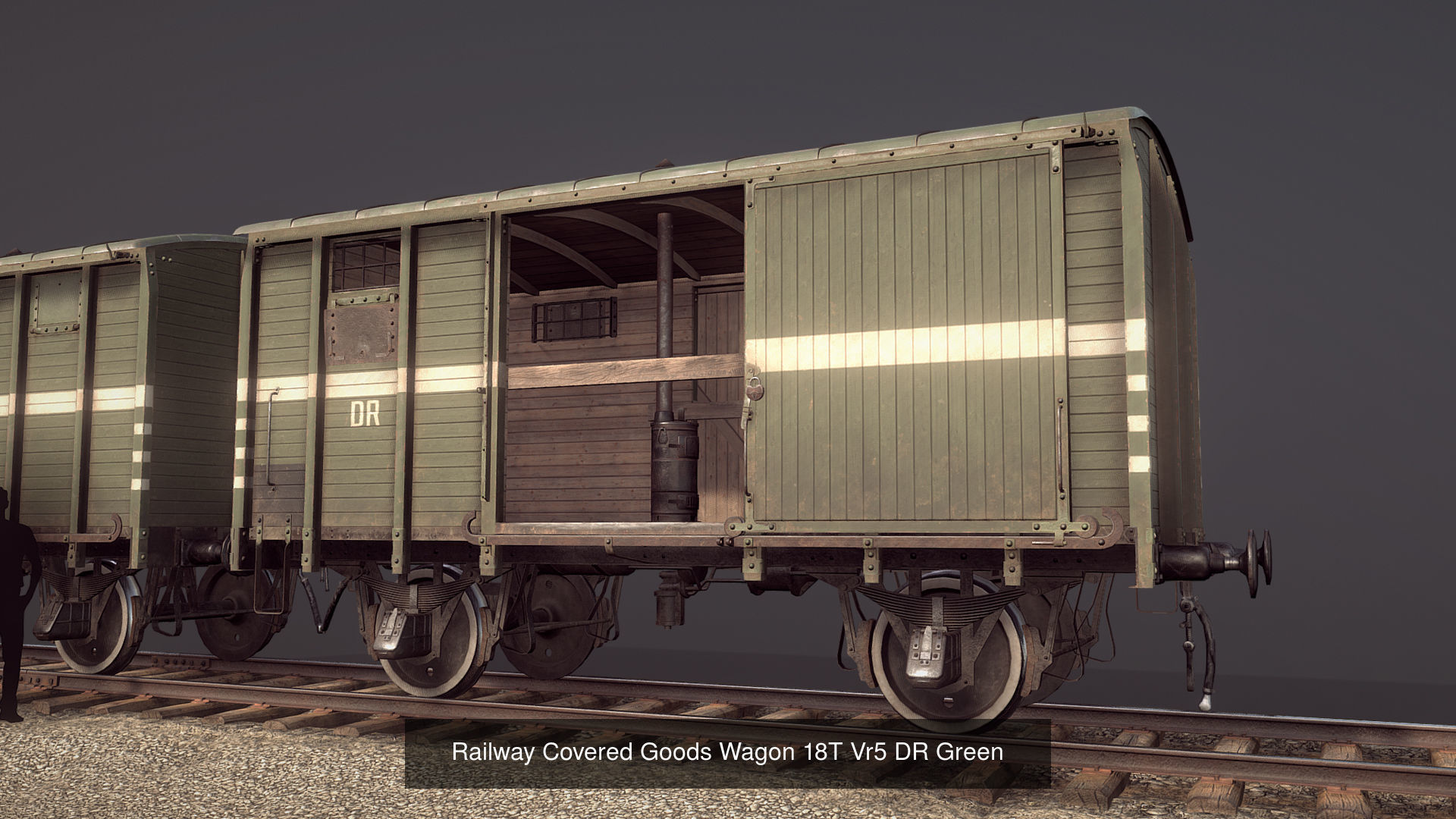 Railway Covered Goods Wagon 18T with six liveries 3D Model Collection_6