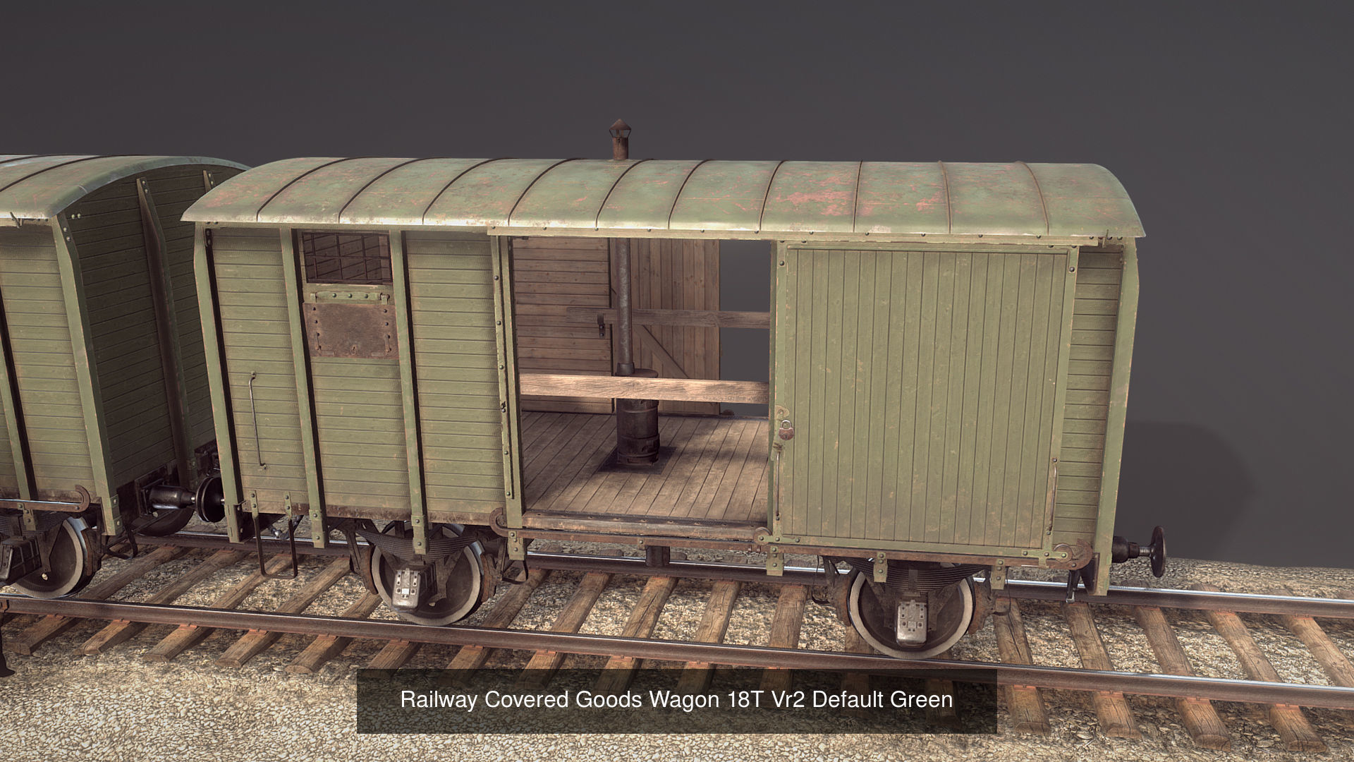 Railway Covered Goods Wagon 18T with six liveries 3D Model Collection_2