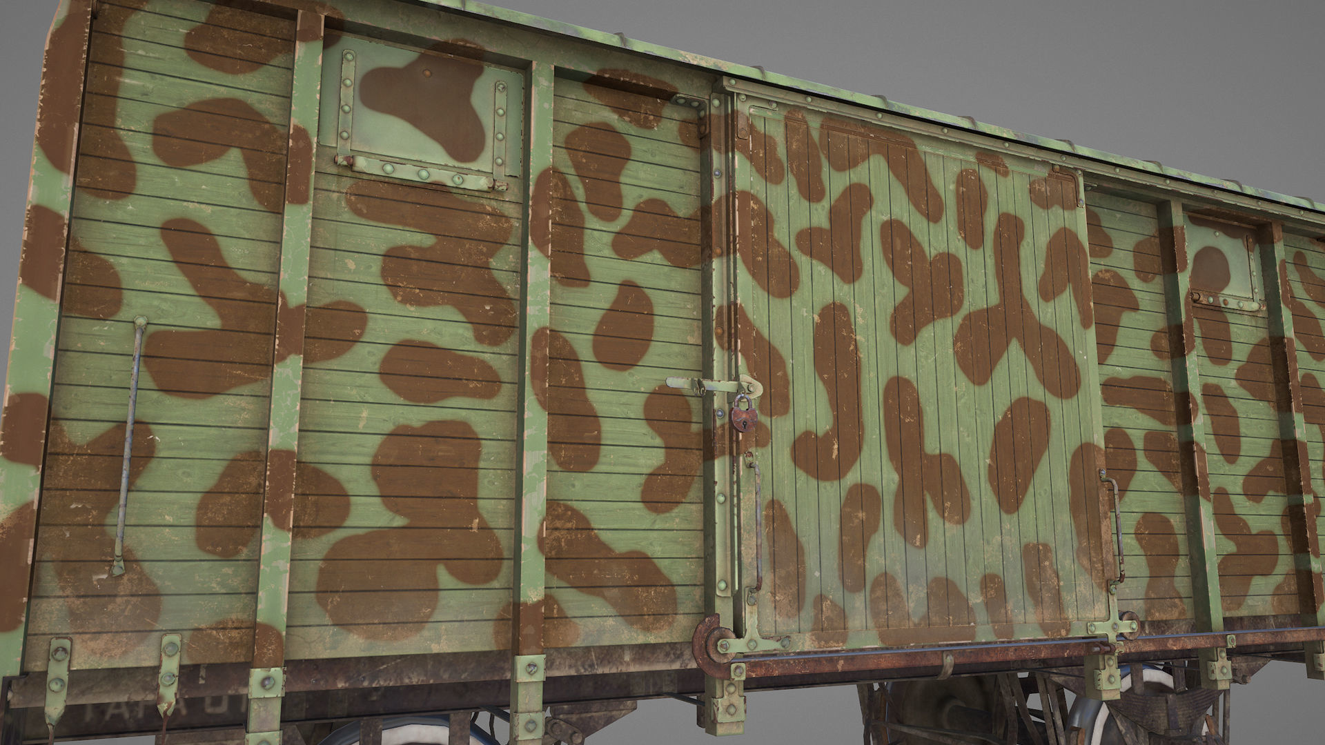 Railway Covered Goods Wagon 18T with six liveries 3D Model Collection_42