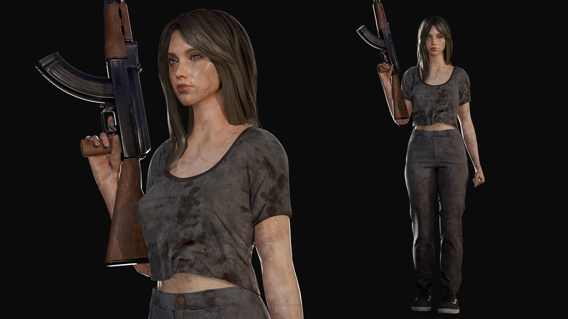 Survival Girl - Game Ready Low-poly 3D model_7