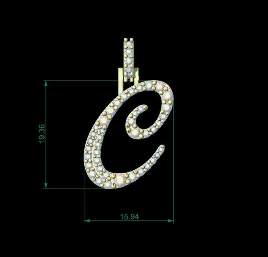 Initial Letters Pendant C 3D print model_11
