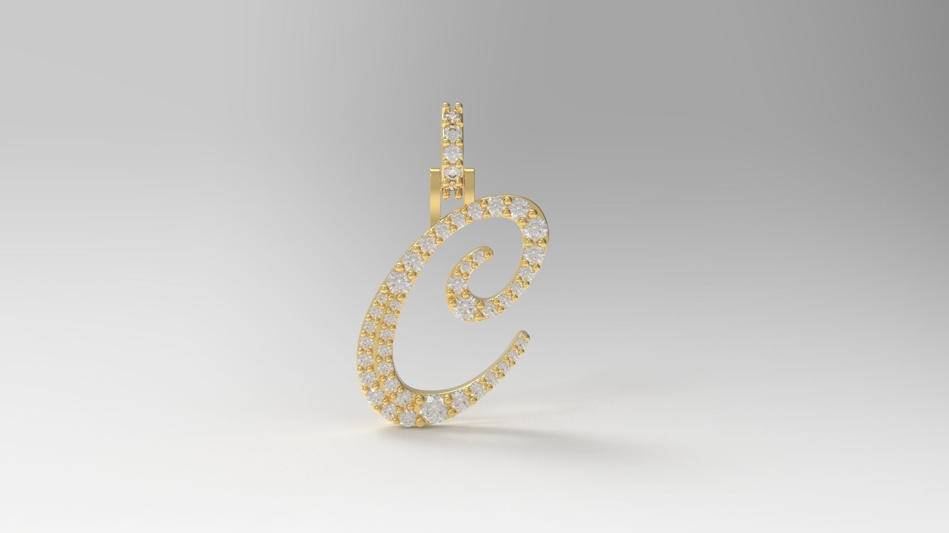 Initial Letters Pendant C 3D print model_1