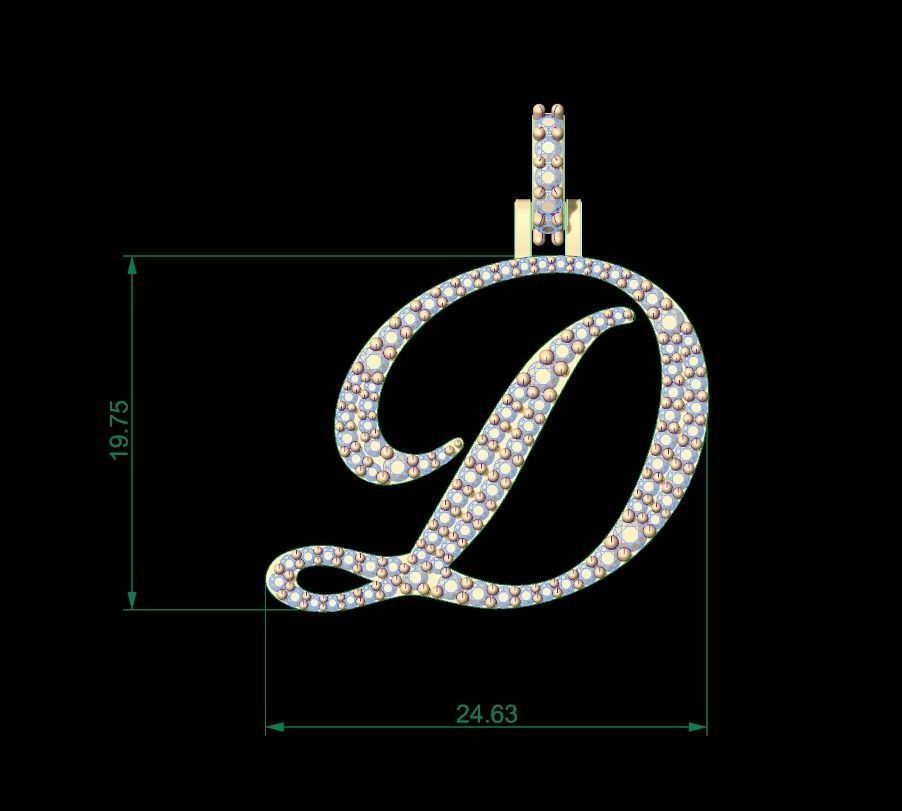 Initial Letters Pendant D 3D print model_7
