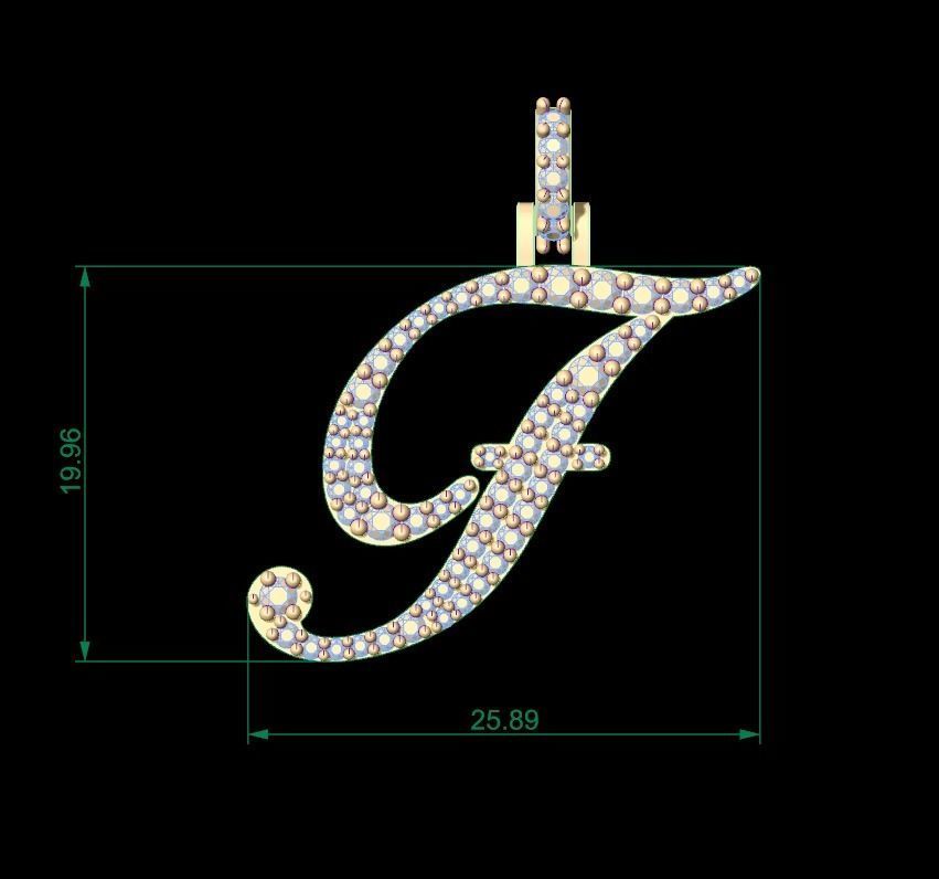 Initial Letters Pendant F 3D print model_7