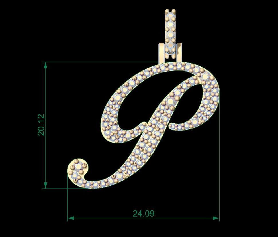 Initial Letters Pendant P 3D print model_7