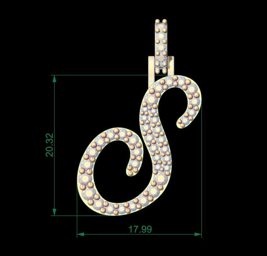 Initial Letters Pendant S 3D print model_9