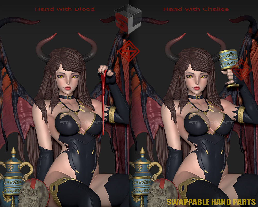 Succubus demon statue 3D print model_4