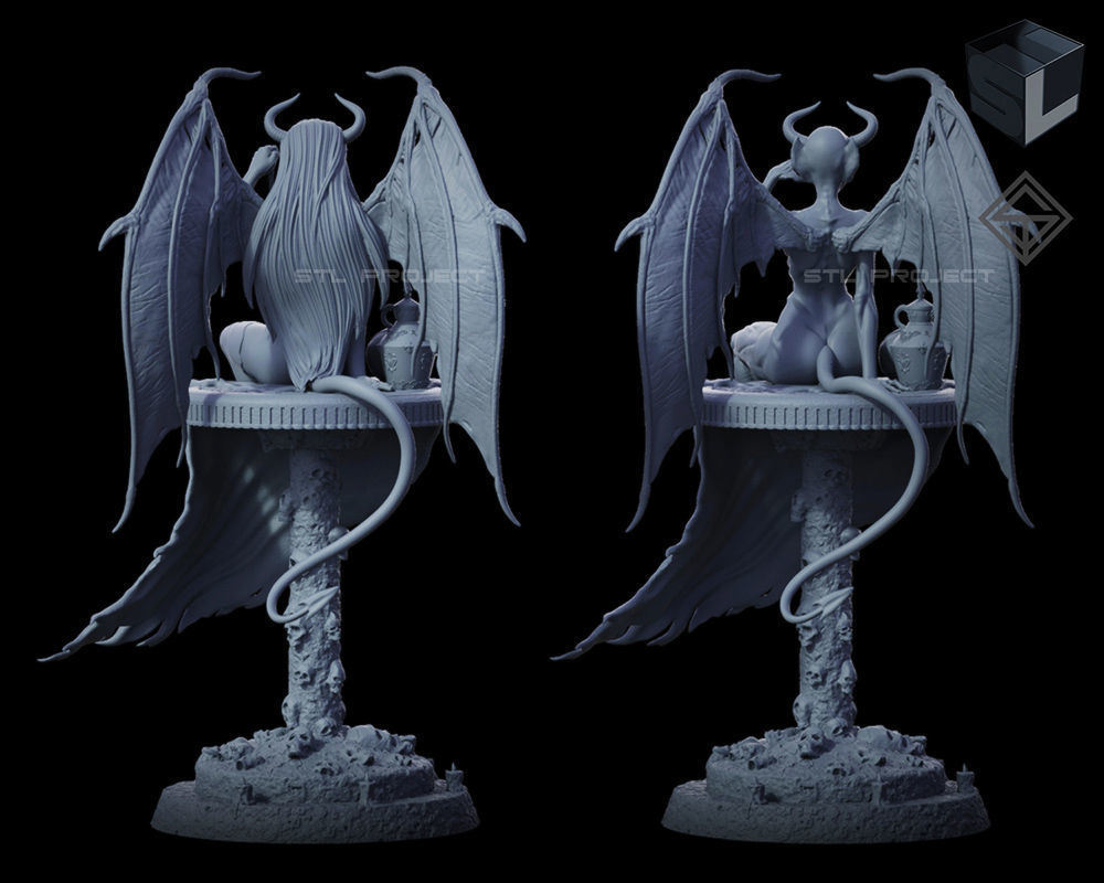 Succubus demon statue 3D print model_3