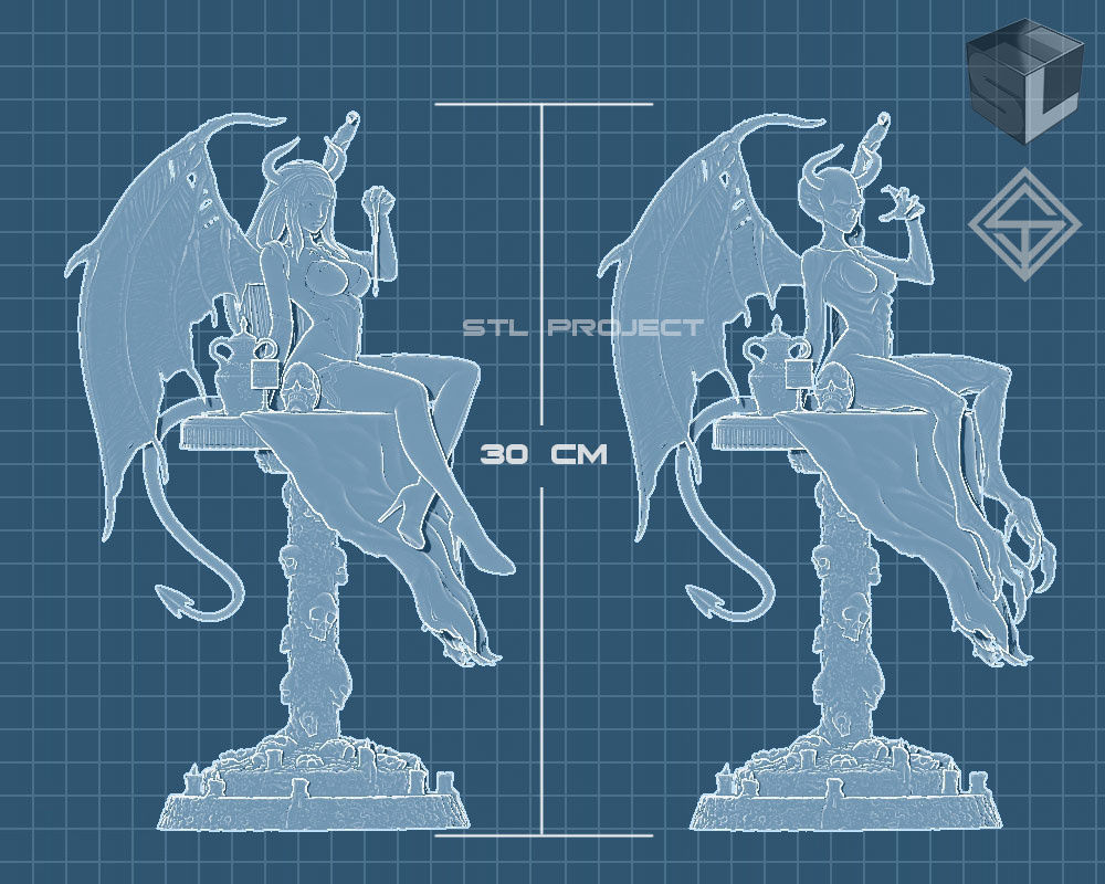 Succubus demon statue 3D print model_7