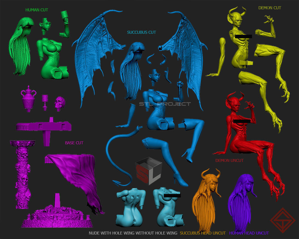 Succubus demon statue 3D print model_6