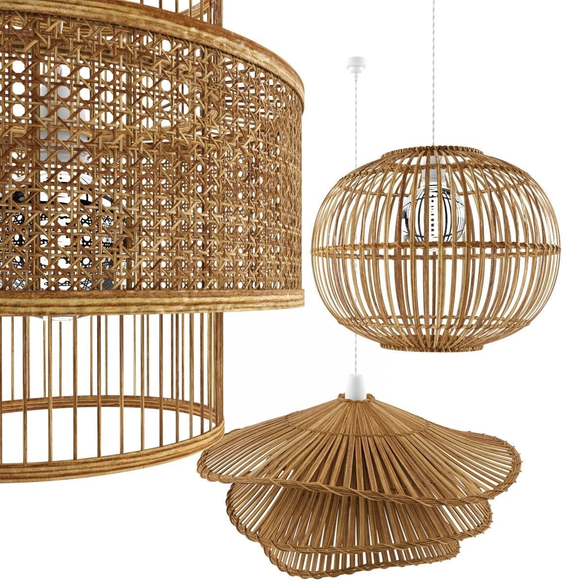 Weaver Pendant Lamp Natural Bamboo 3D model_1