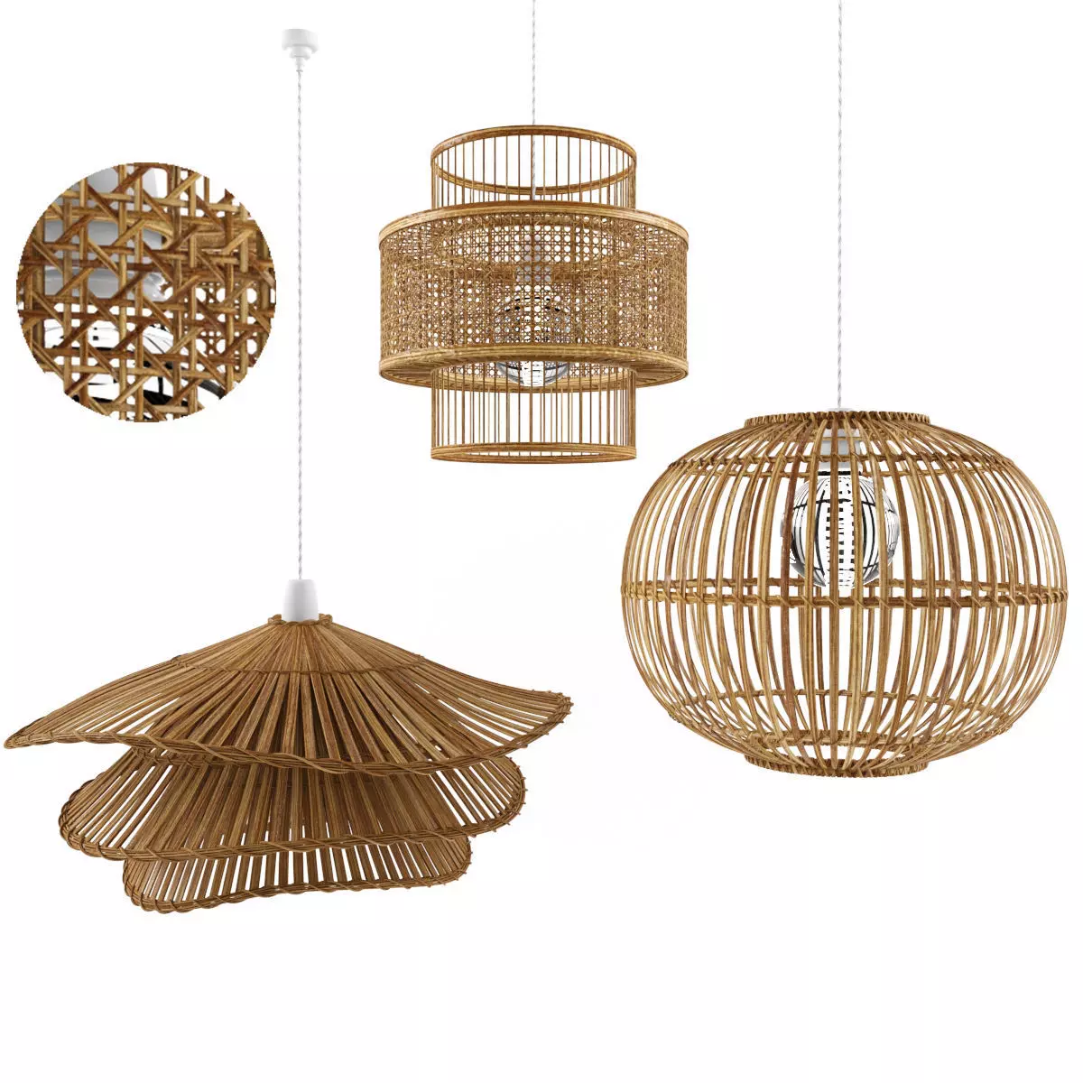 Weaver Pendant Lamp Natural Bamboo 3D model_0