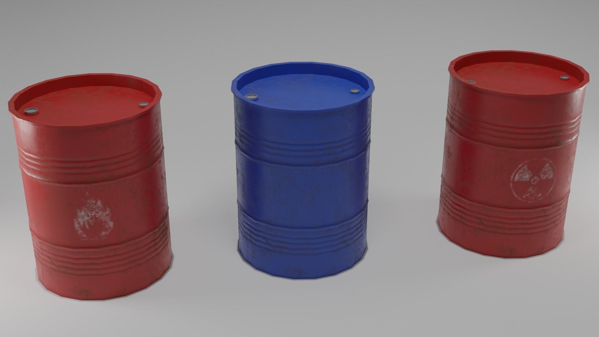 Metallic dirty barrel PBR Low-poly 3D model_1