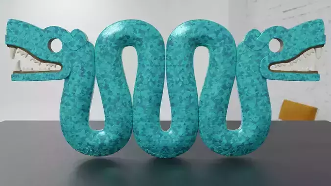 Double-headed serpent Aztec sculpture 3d printable Low-poly 3D model