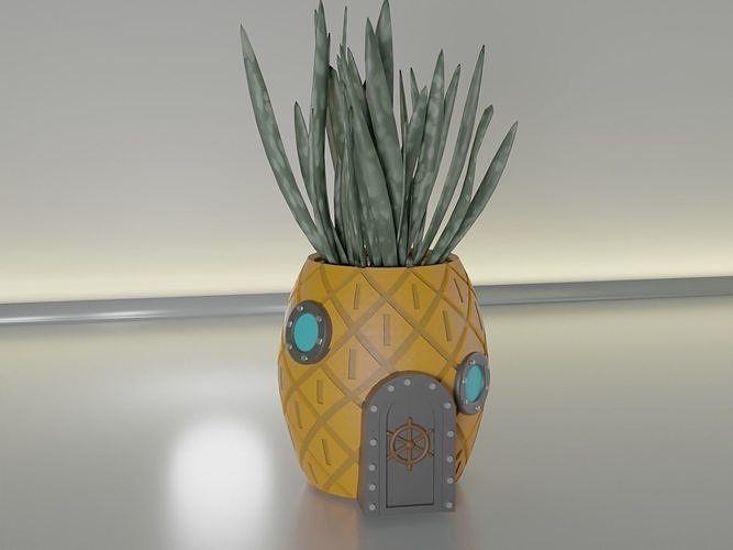 succulent plant pot 21 Spongebob 3D print model