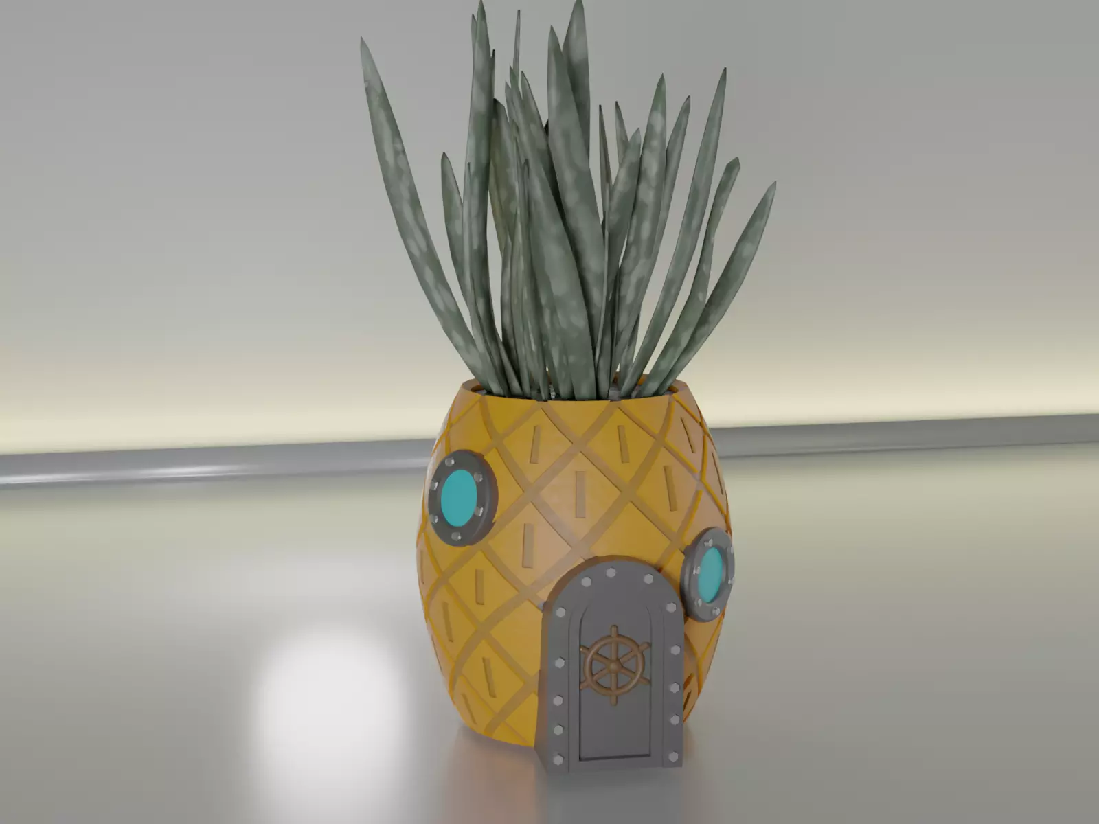 succulent plant pot 21 Spongebob 3D print model_0