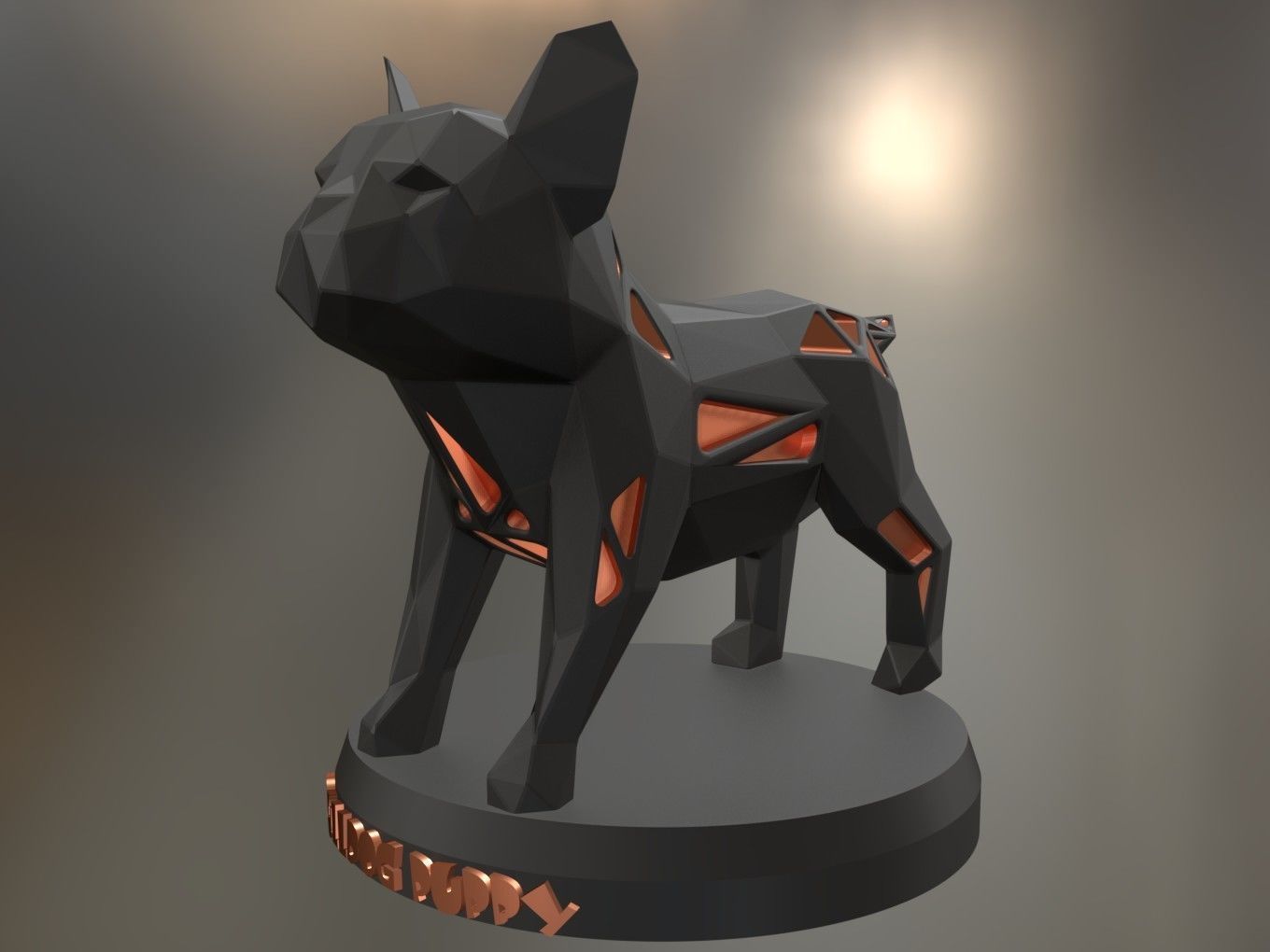Voronoi Bulldog Puppy 3D print model_8