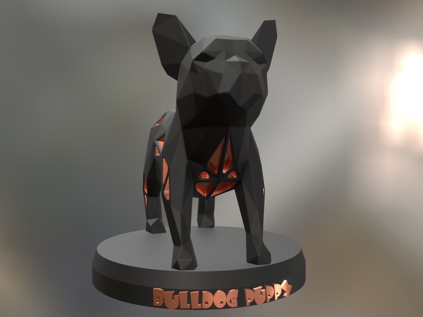 Voronoi Bulldog Puppy 3D print model_7