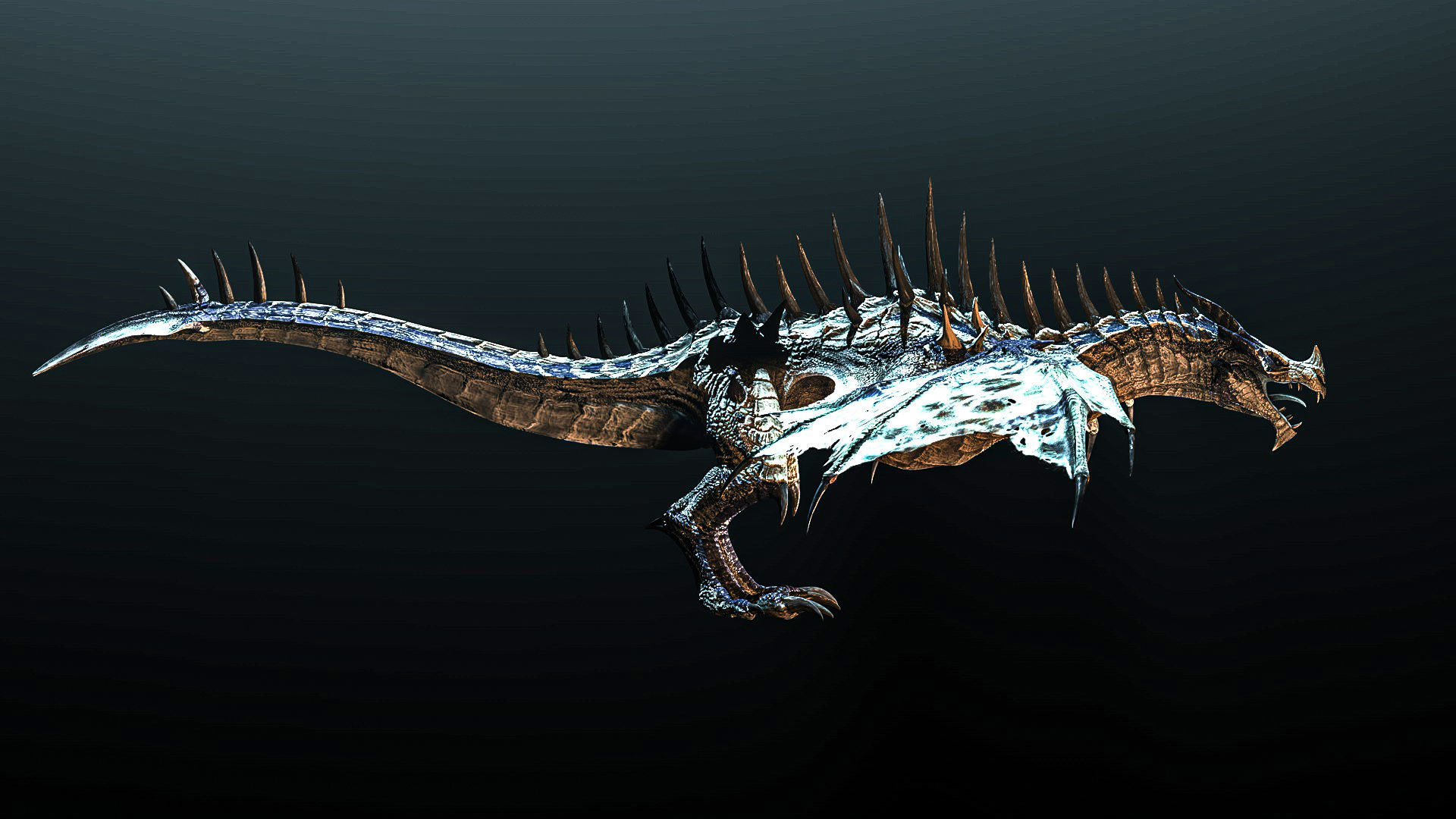 Dragon with spikes Low-poly 3D model_2