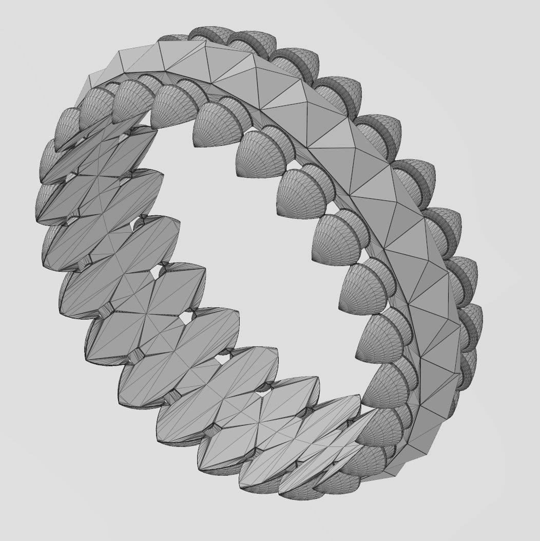 Studs and pyramids motif band size 5to10 3D print model_14