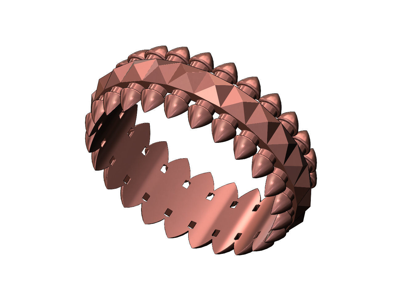 Studs and pyramids motif band size 5to10 3D print model_21