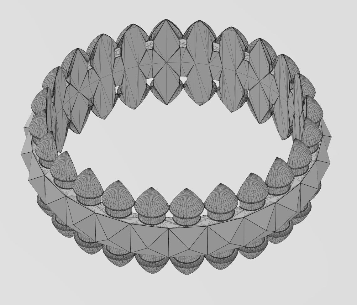 Studs and pyramids motif band size 5to10 3D print model_15