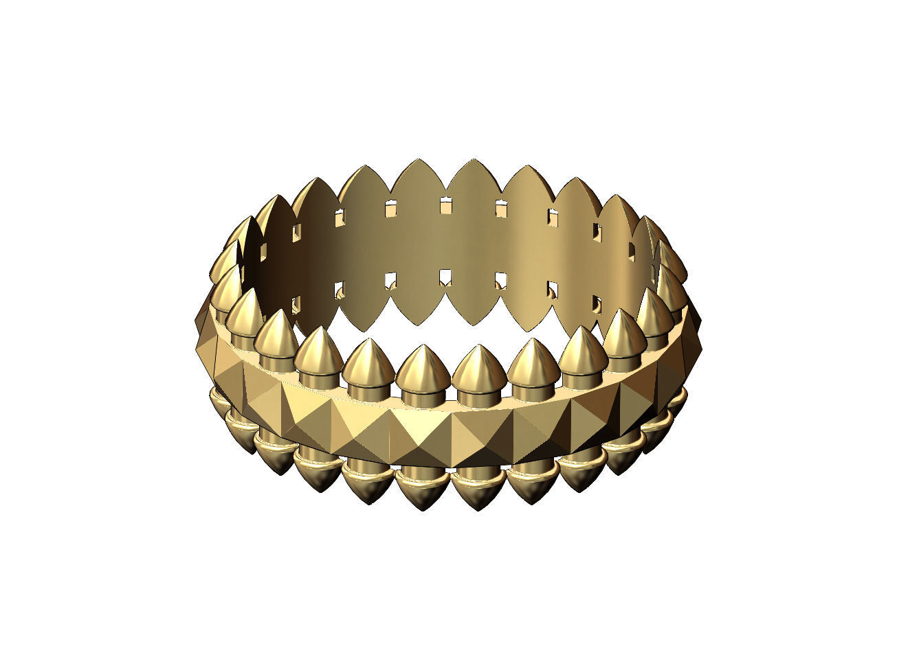 Studs and pyramids motif band size 5to10 3D print model_2