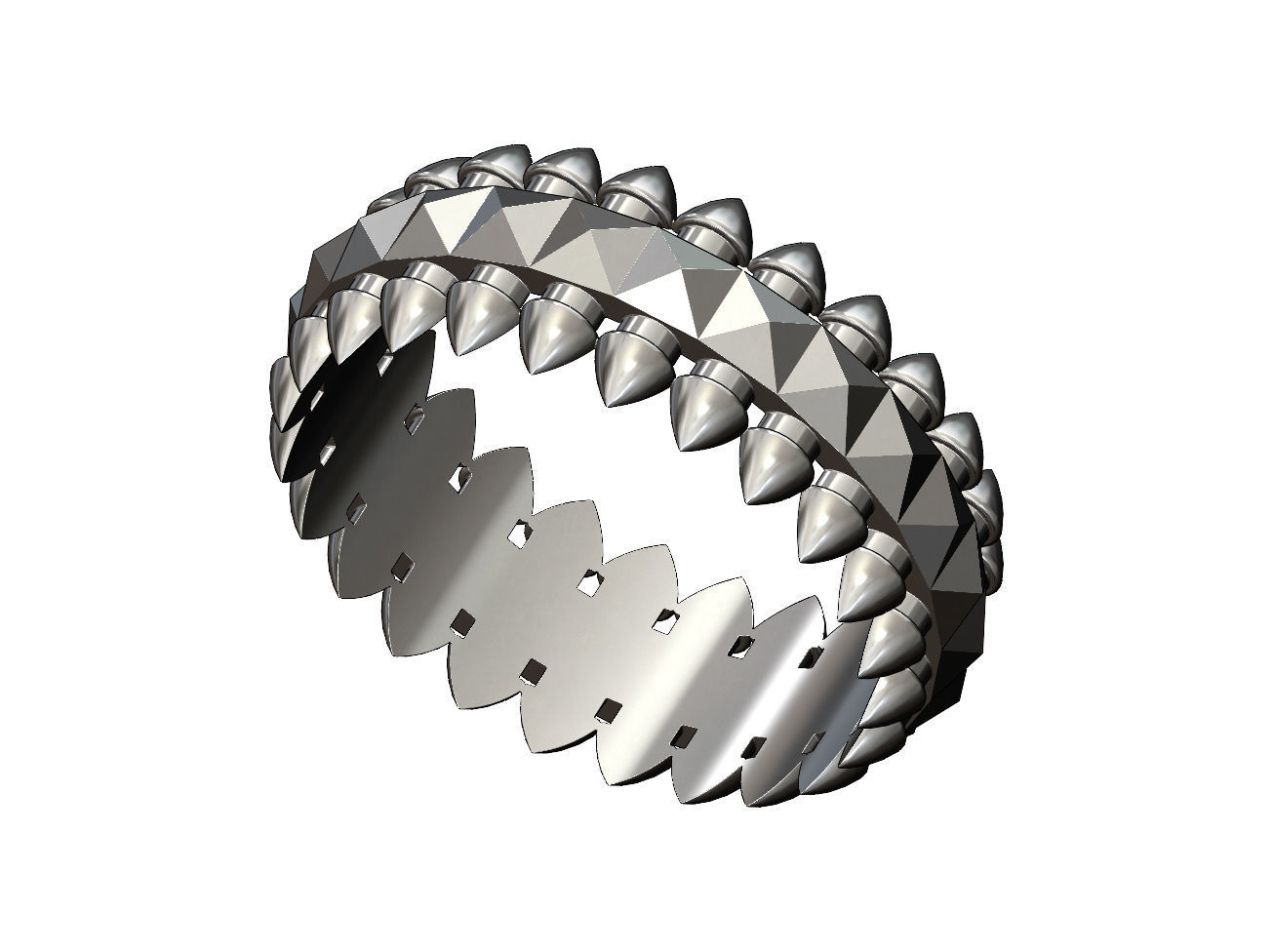 Studs and pyramids motif band size 5to10 3D print model_10