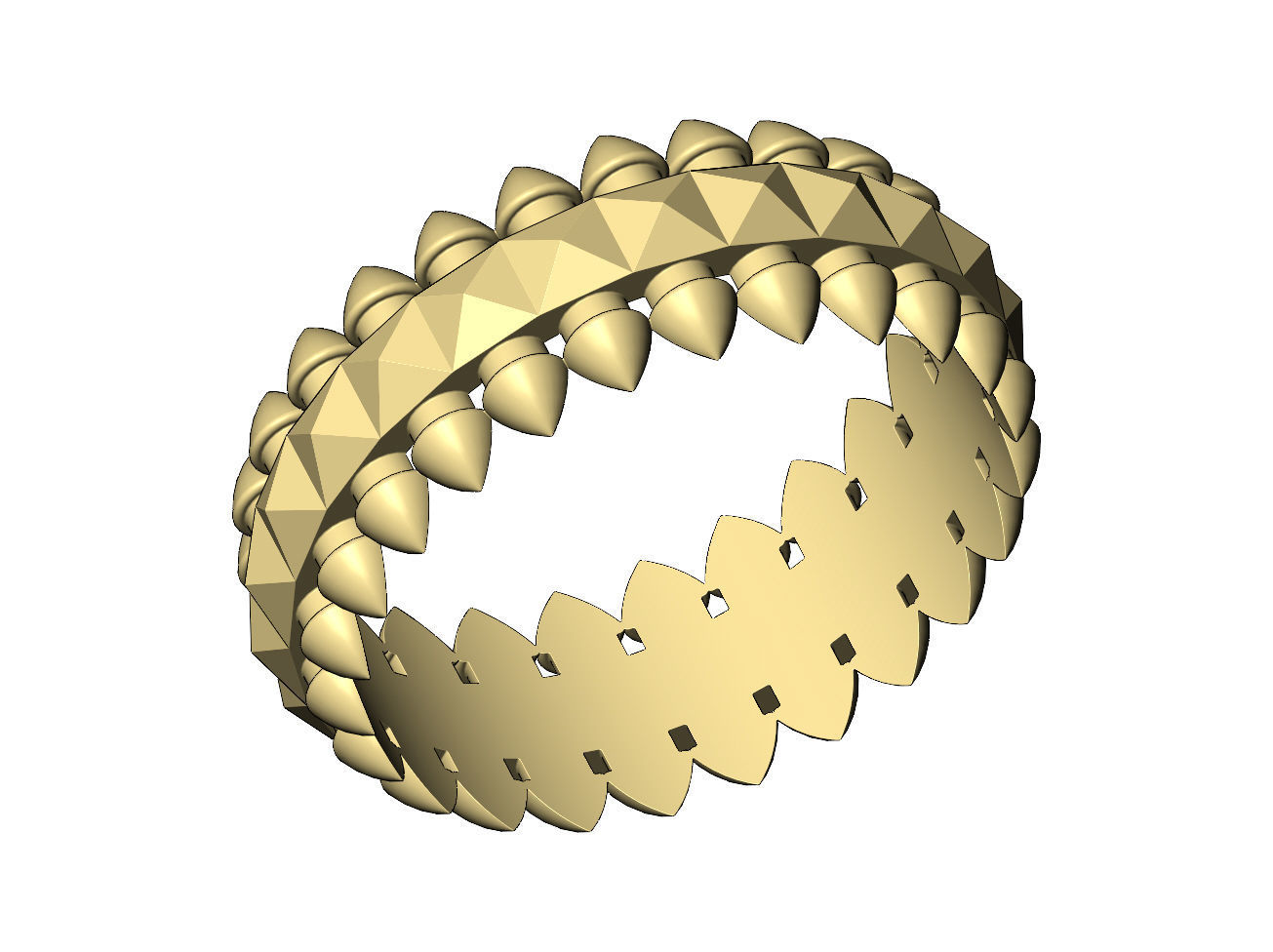 Studs and pyramids motif band size 5to10 3D print model_4