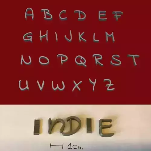 INDIE uppercase and lowercase 3D Letters STL FILE 