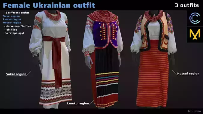Female Ukrainian outfit 3 different outfits