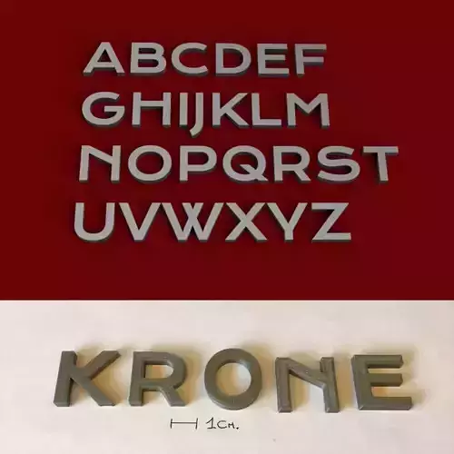 KRONE uppercase and lowercase 3D Letters STL FILE