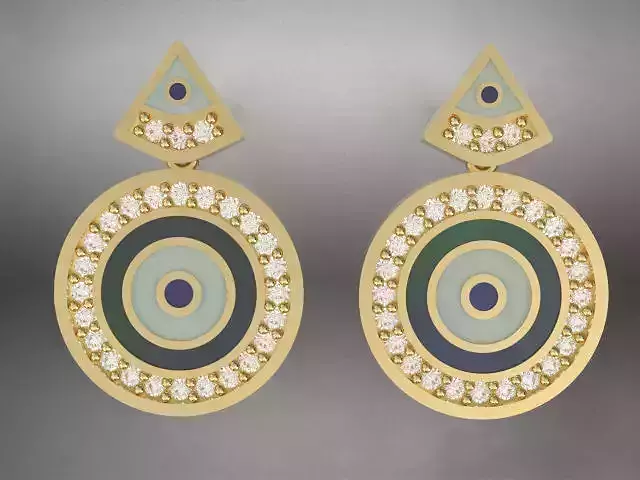 enamel evil eye earring N00014 3D print model