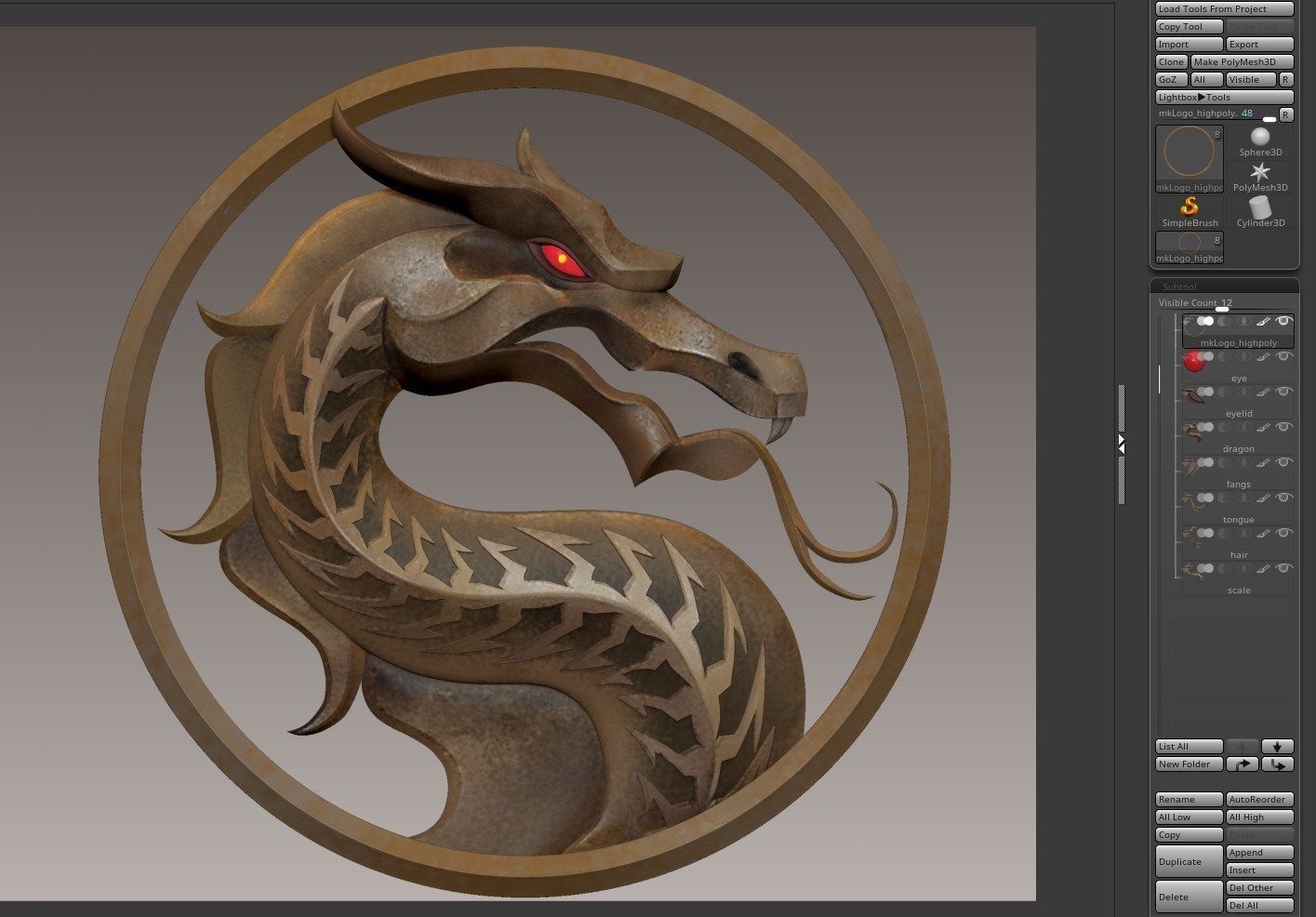 Mortal Kombat logo 2021 Low-poly 3D model_5