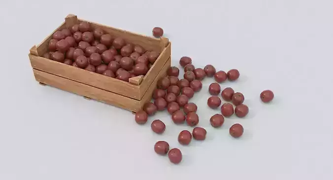 Wooden crate and red apples