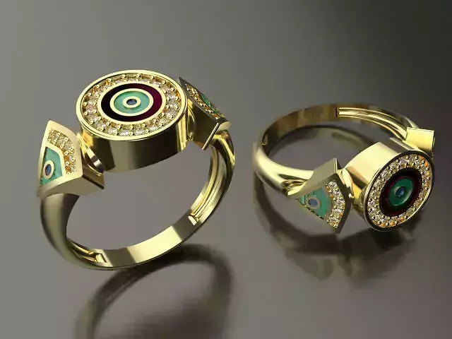 enamel evil eye ring N00014 3D print model