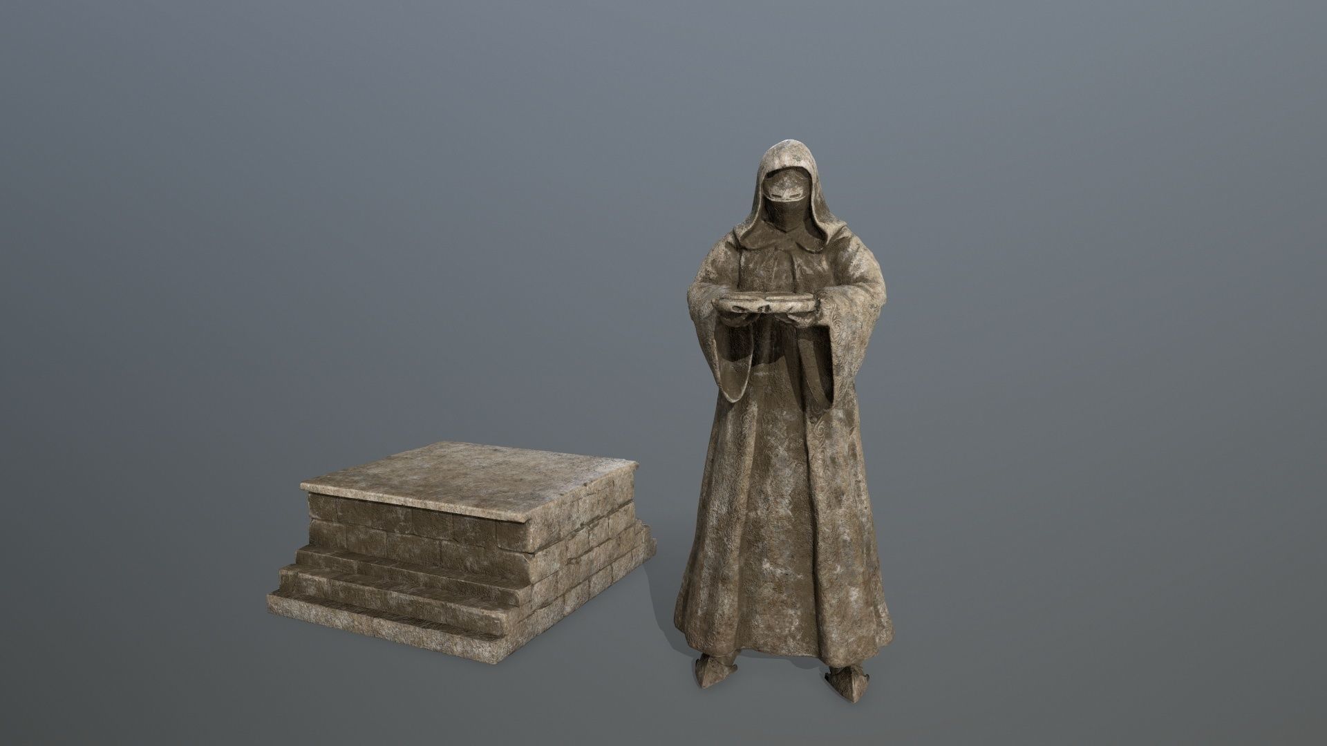 old statue 1 Low-poly 3D model_8