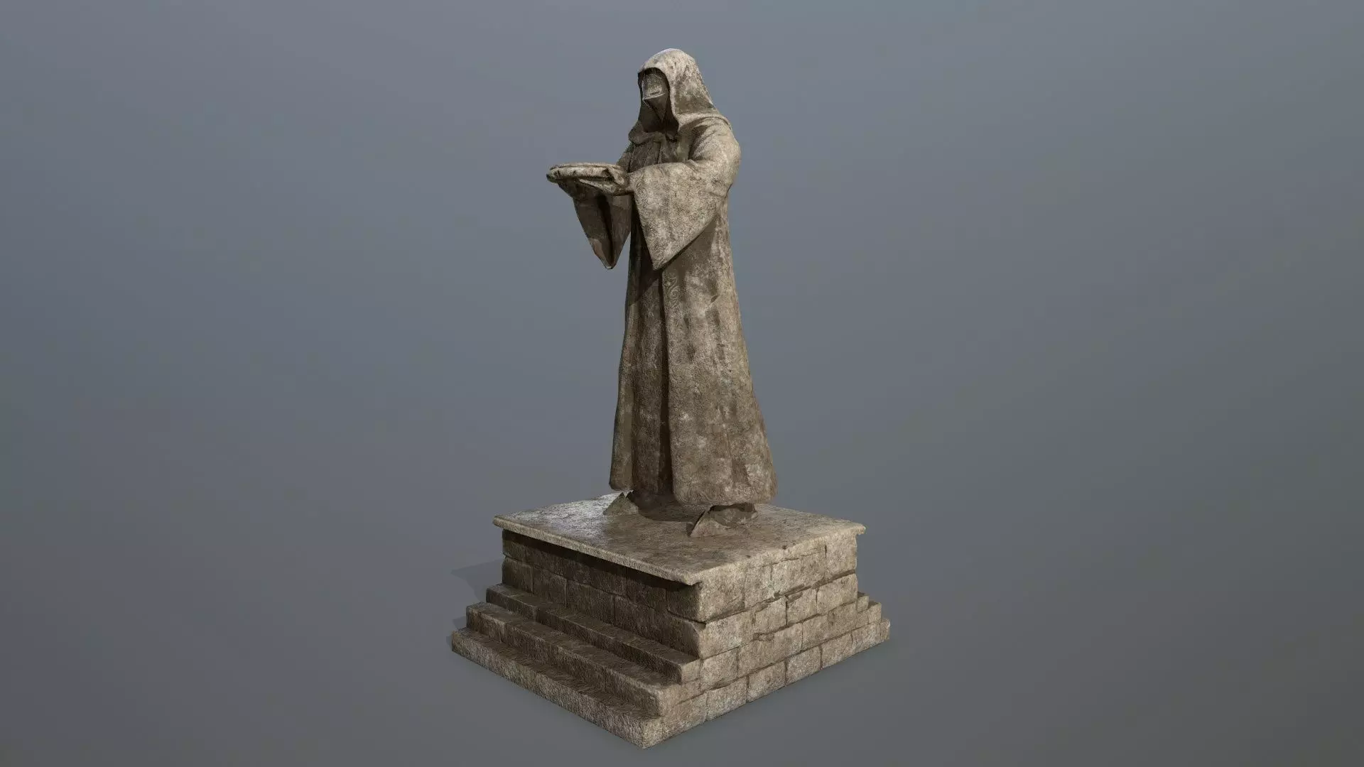 old statue 1 Low-poly 3D model_0