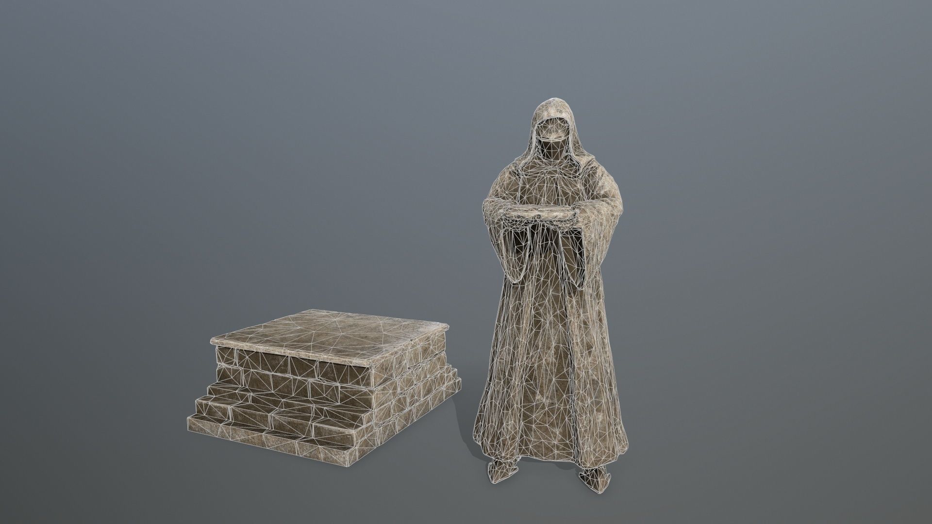 old statue 1 Low-poly 3D model_9