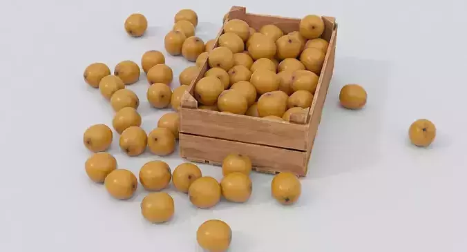 Wooden crate and oranges