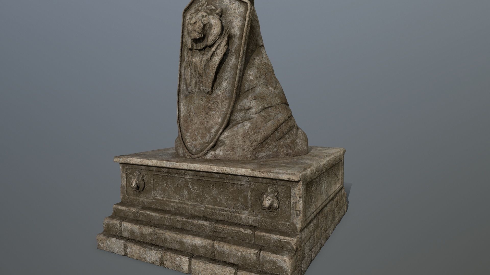 old statue 3 Low-poly 3D model_10
